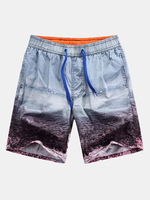 Hawaiian Style Seaside Printing Icy Cotton Breathable Loose Beoard Shorts for Men