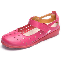 Hollow Out Pure Color Hook Loop Soft Sole Casual Sandals For Women