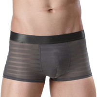 Ice Silk Sexy Underwear Stripes Printing Breathable Thin Boxer Briefs for Men