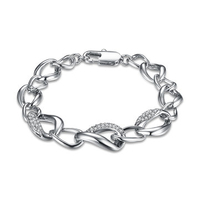 INALIS Simple Platinum Bracelet Spiral Pattern Rhinestone Bracelet