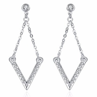 INALIS® Triangle Tassel Rhinestone Silver Women Earrings