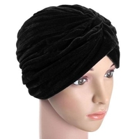 Indian Style Turban Bonnet Cap Soft Velvet Head Hat Wrap Band Hair Cover Headban