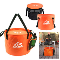 IPRee™ 30L Outdoor Double-Layer Folding Bucket Portable Camp Wash Bag Pouch Mesh Basket