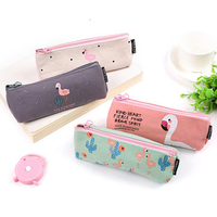 Kawaii Pencil Case Flamingos Canvas Supplies