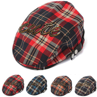 Kids Baby Boy Girl Plaids Beret Cotton Cap Check Newsboy Summer Peaked Sun Hat