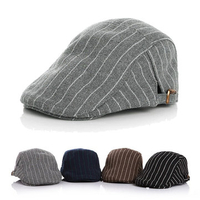 Kids Boy Girl Hat Stripe Gatsby Cap Golf Driving Flat Cabbie Hats