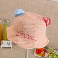 Kids Child Summer Mesh Sun Protective Dome Bucket Hats Cat Beard Design Fisherman Ear Caps