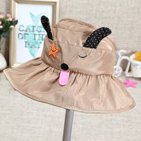 Kids Girls Cartoon Embroidery Dog Empty Top Sun Hats Outdoor Anti-UV Visor Beach Caps