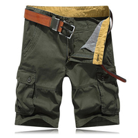 Knee Length Cotton Cargo Pants Loose Straight Casual Shorts