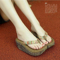 Knitting Platform Clip Toe Beach Casual Flip Flops Slippers