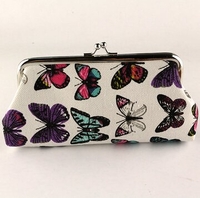 Ladies Butterfly Wallet Storage Bag Canvas Wristlet Wallet Purse Evening Clutches