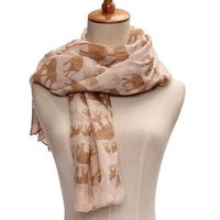 Ladies Cute Elephant Animal Print Infinity Scarf Viscose Loop Scarf