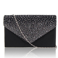 Ladies Stylish Evening Satin Bridal Diamante Clutch Bag Shoulder Bag Crossbody Bag
