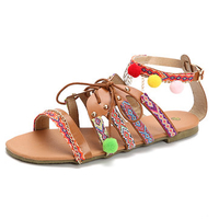 Large Size Bohemia Colorful Open Toe Buckle Flat Beach Sandals