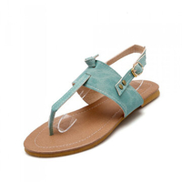Large Size Buckle Pure Color Flip Flops Slip On Slingback Flat Sandals