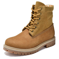 Large Size Men Genuine Leather Breathable Stitching Fashion High Top Boots