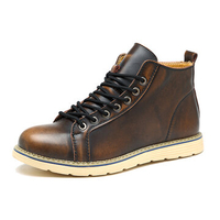 Large Size Vintage Color Match Ankle High Top Leather Britis