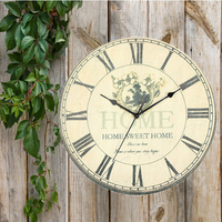 Large Vintage Flower Wall Clock Retro Rustic Rural Design Antique Shabby