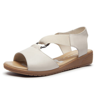 Leather Elastic Band Comfortable Soft Sole Flat Casual Sandals