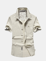 Linen Chest Pockets Cargo Dress Shirts