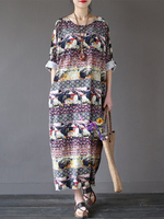 Literature and Art Printed O Neck Short Sleeves Dresses