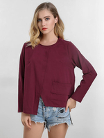 Long Sleeve Split Asymmetric Tops