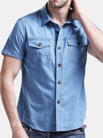 Loose Band Collar Dress Shirts for Men