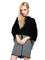 Loose Color Contrast Batwing Sleeve Knit Dress For Women