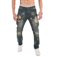 Loose Cotton Frayed Jeans