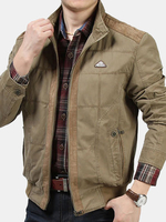 Loose Military Zipper Pockets Patchwork Jacket