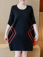 Loose Printed Long Sleeve O-Neck Mini Dress For Women