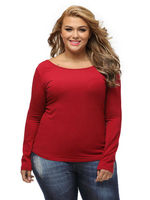 Loose Pure Color Round Neck Backless Cross Strap Blouse For Women