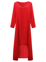 Loose Women Asymmetrical Solid Color Chiffon Dress