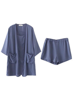 Loose Women Chiffon Kimonos Spaghetti Strap Shorts Three-Piece Suits