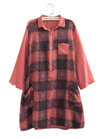 Loose Women Plaid Printed Lapel Long Sleeve Blouse