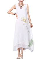 Loose Women Printed Sleeveless O-Neck Dress