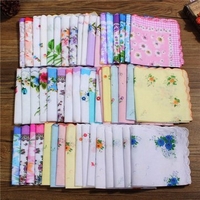Lot 50 PCS Pretty Floral Handkerchiefs Vintage Style Cotton Hankies