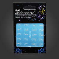 Luminous Water Transfer Nail Decal Zipper Cat Elfin Feather Sticker