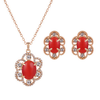 Luxury Jewelry Set Rhinestone Resin Flower Earrings Necklace Set