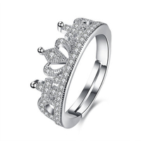 Luxury Wedding Ring Silver Platinum Crown Full Zircon Ring for Women