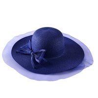 LYZA Women Elegant Wide Brim Straw Bucket Hat Travel Leisure Bow Tie Beach Cap