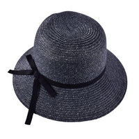 LYZA Women Elegantly Large Brim Sunscreen Straw Hat Breathable Bow Tie Beach Cap