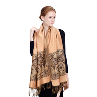 LYZA Women Folk Style Oversize Scarves Winter Warm Skin-Friendly Shawl Jacquard Fabric Tassel Scarf