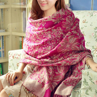 LYZA Women National Wind Printing Scarf Autumn Long Warm Tassel Towel