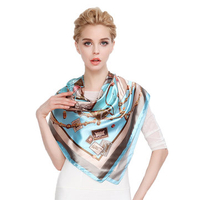 LYZA Women Print Square Scarves Fashion Anti-UV Headscarf Multi-function Hair Belts Soft Towel