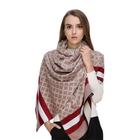 LYZA Women Reversible Shawl Plaid Printing Scarves Skin-Friendly Fleece Winter Warm Cape