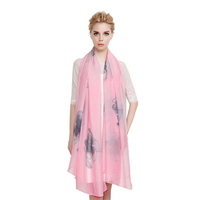 LYZA Women Soft Natural Silk Scarf Casual Warm Ink Painting Beach Shawl