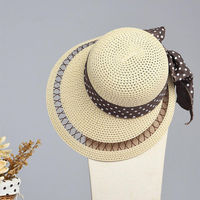 LYZA Women Summer Hollow Wide Brim Beach Sun Hat Casual Travel Visor Panama Straw Hat