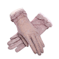 LYZA Women Sunscreen Anti-UV Lace Gloves Full Finger Driving Gloves