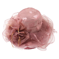 LYZA Women Sweet Flower Curling Wide Brim Sun Hat Outdoor Leisure Sunscreen Beach Cap